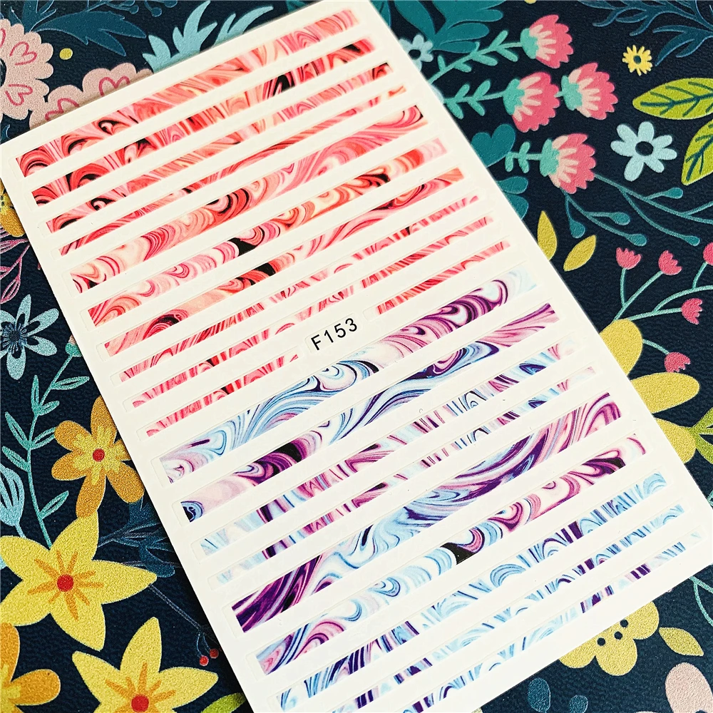 

Newest F153-154 Colored lines 3d nail art sticker nail decal stamping export japan designs rhinestones