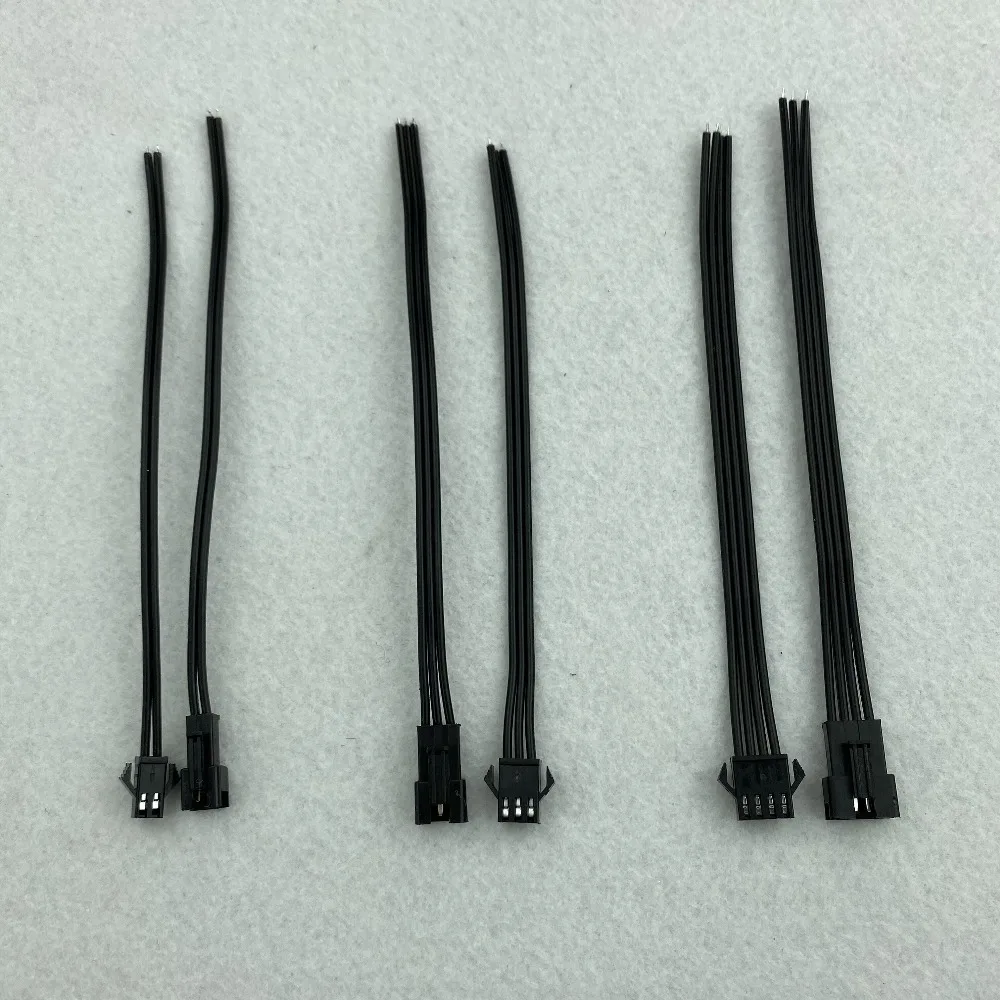 2pin/3pin/4pin JST/SM вилка и гнездо(папа и мама), с 15 см длиной провода каждый, 20AWG провод; все черные провода
