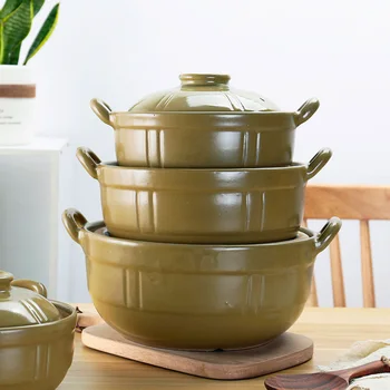 

Ceramic household high temperature resistant casserole porridge rice soup pot earthenware cooking stewpot bellied stew pan