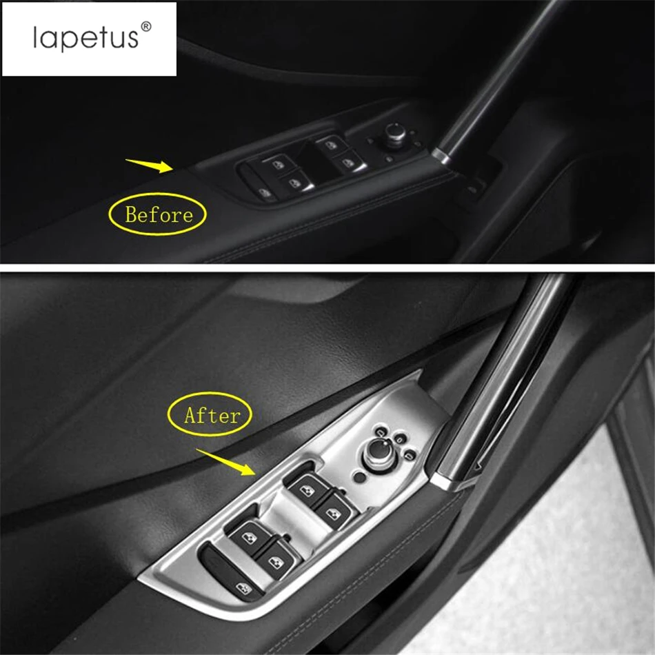 Lapetus аксессуары подходят для Audi Q2 ABS подлокотник окно стекло кнопка подъема панель Крышка отделка матовый из углеродного волокна вид