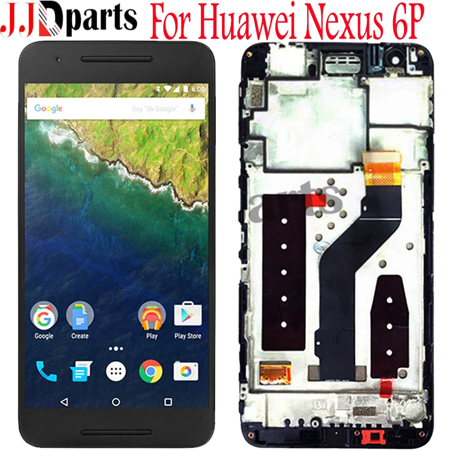 ЖК-дисплей для Huawei Nexus 6P с сенсорным экраном и дигитайзером в сборе рамкой 5 7 дюйма