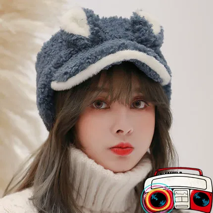 

Hat Winter Ladies Heating One Ear Protector Sweet Cute Fashion Hundred Sets of Cold-proof and Thickening Fluff