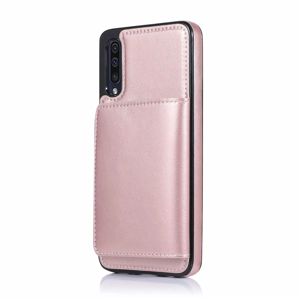 Чехол-Кошелек с магнитной пряжкой для samsung Galaxy A50 A50S чехол Роскошный флип-чехол из искусственной кожи для Galaxy A50S чехол-крышка для телефона - Цвет: Rose Gold