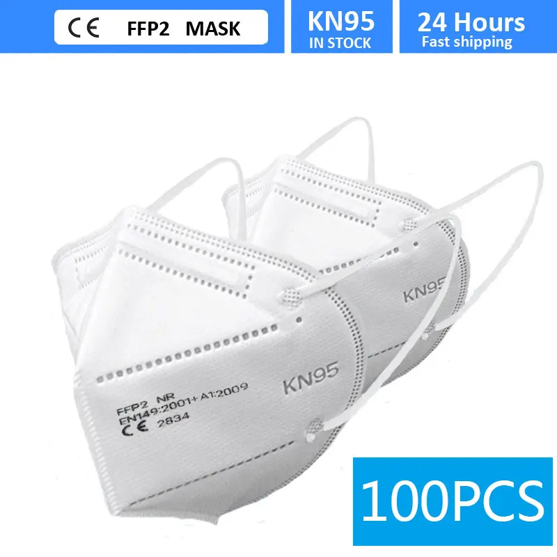 Mascarilla FFP2 KN95 de 5 capas, máscara Facial de filtración, antipolvo, protectora de la boca, reutilizable, FFP3, 100 Uds.