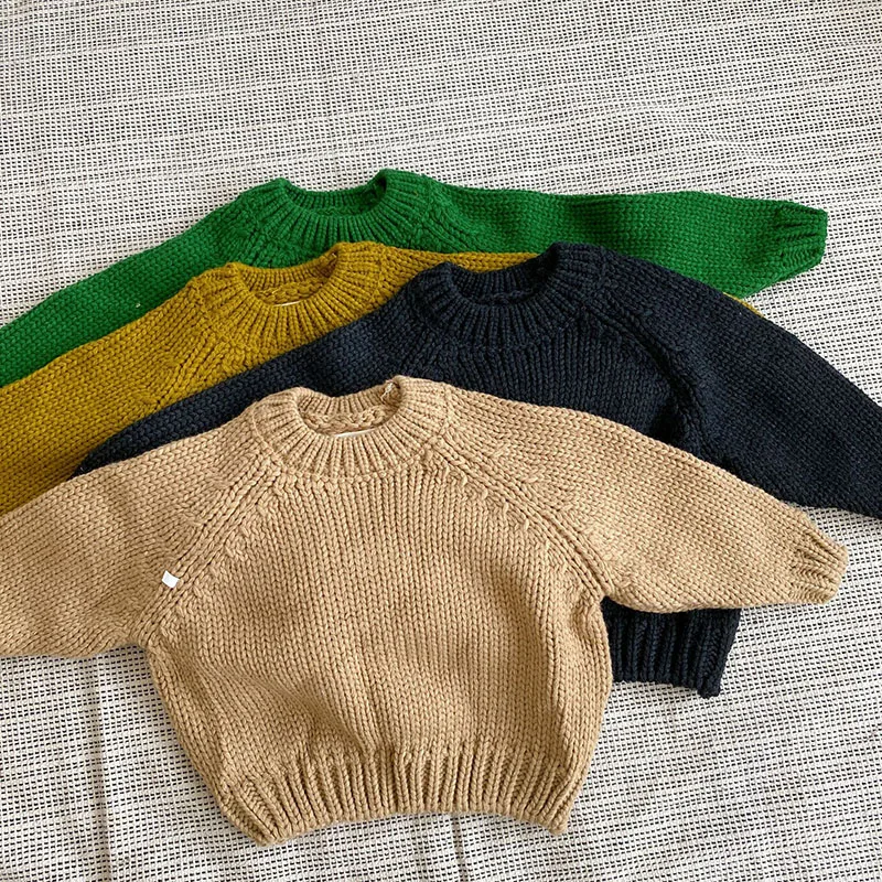 Kids Solid Sweater for Brothers and Sisters Korean Outwear