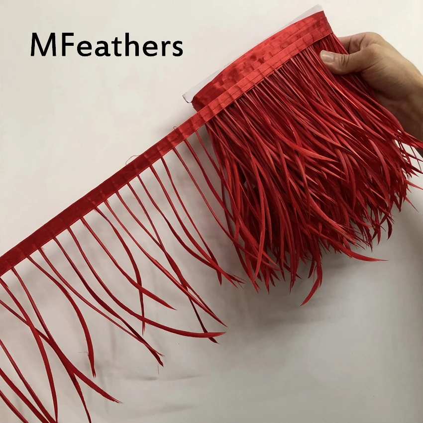 5 Meters Goose Biot Feathers Trims Hair Extension Single Goose Duck Feather Lace Geese Feathers DIY Clothing Jewelry Accessories - Цвет: red