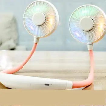 

2020 new portable hanging neck fan Usb Lazy Small Electric Rechargeable Mini Mute Sports Office Desktop Kitchen home garden