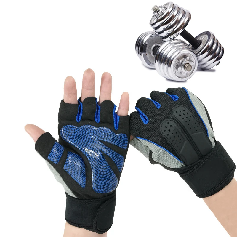 Outdoor Bodybuilding Sport Gym Gloves Wrist Wrap Weight Fitness Men Gloves Half Finger Breathable Anti-skid Support Women Gloves 4