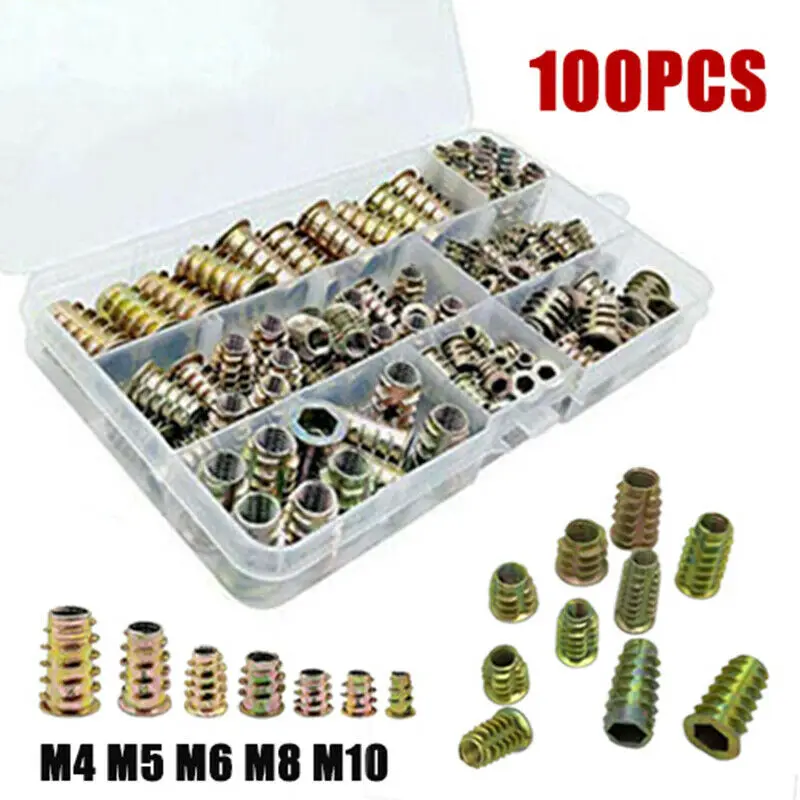 

M4-M10 Insert Nuts Bolts Set Furniture Hex Drive Wood Screw Driver Repair Tools