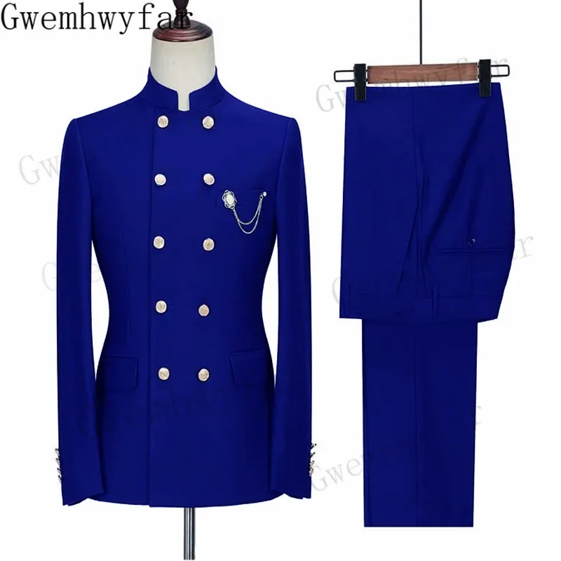 Gwenhwyfar Wedding Tuxedos Party Dinner Wear Men Suits Slim Fit Groom Groomsmen Formal Prom Party Two Pieces (Jacket Pants）