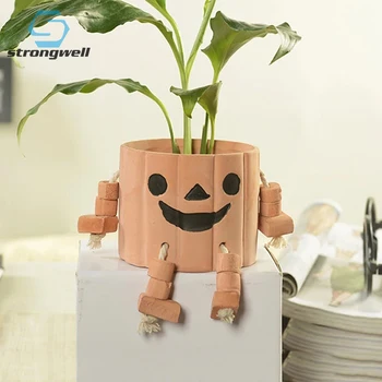 

Strongwell Miniature Model Flower Pots For Home Decoration Creative Funny Robot Figurines Fairy Garden Decoration Planter Pots