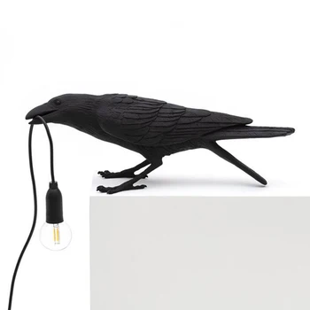 

Resin Bedroom Black Crow Shaped Light Table Lamp Lighting Fixture Ornament