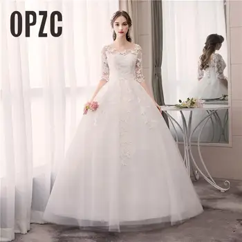 

NEW Arrival Muslim Wedding Dresses Half Sleeve Vestidos de novia Sweetheart Lace Backless Applique Gowns Robe De Mariage 65
