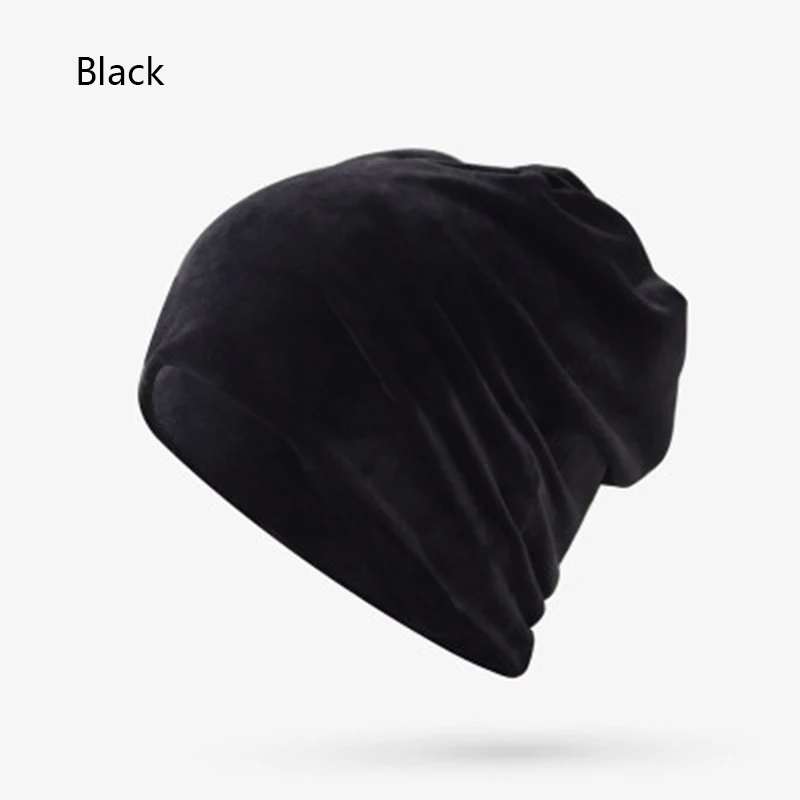 Black Новинка, повседневные Бархатные Лыжные шапки, зимняя и весенняя уличная Лыжная шапка с воротником s, крутая однотонная шапка в стиле хип-хоп, шапка для женщин и девушек - Цвет: Black
