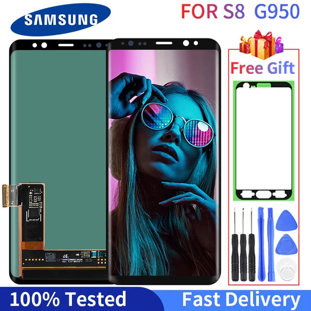 $US $104.46 100% ORIGINAL SUPER AMOLED S8 LCD with frame for SAMSUNG Galaxy S8 G950 G950F Display S8 Plus G950 G950F Touch Screen Digitizer