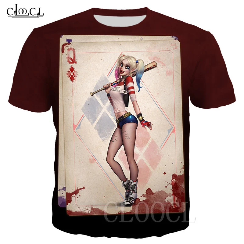 

Poker Harley Quinn Joker T-shirt Men/Women Casual Hip Hop Shirts 3D Print Clown Anime Tshirt Mens Sweatshirts Fashion Sport Tops