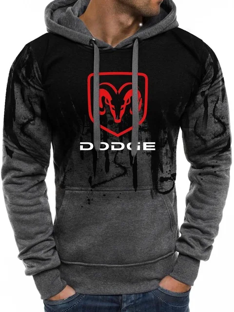 Мужские толстовки с логотипом Dodge Car, весенне-осенняя мужская толстовка с градиентом в стиле хип-хоп Харадзюку, Повседневная Толстовка Q - Цвет: as picture