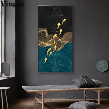 

5d Diamond Painting Cross Stitch kit Abstract gold lotus flower fish carp diy Diamond Embroidery Diamond Mosaic home decoration