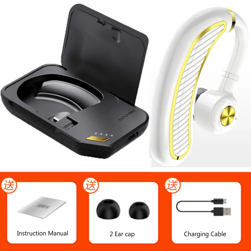 K21 Hande-freies Drahtlose Bluetooth наушники бизнес Bluetooth гарнитура стерео Ohrhorer mit Mikrofon Kopfhorer осень для телефона - Цвет: white gold Charging