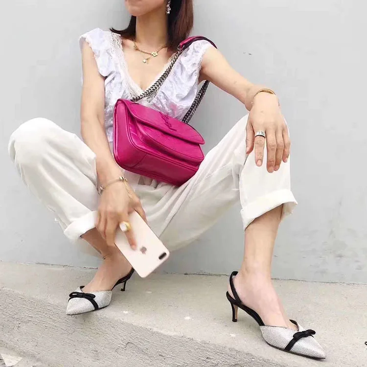 

Shoes Women's 2019 New Style Pointed-Toe Low Heel Fashion Man-made Diamond RC Cutout-Back WOMEN'S Pumps Large Size WOMEN'S Shoes