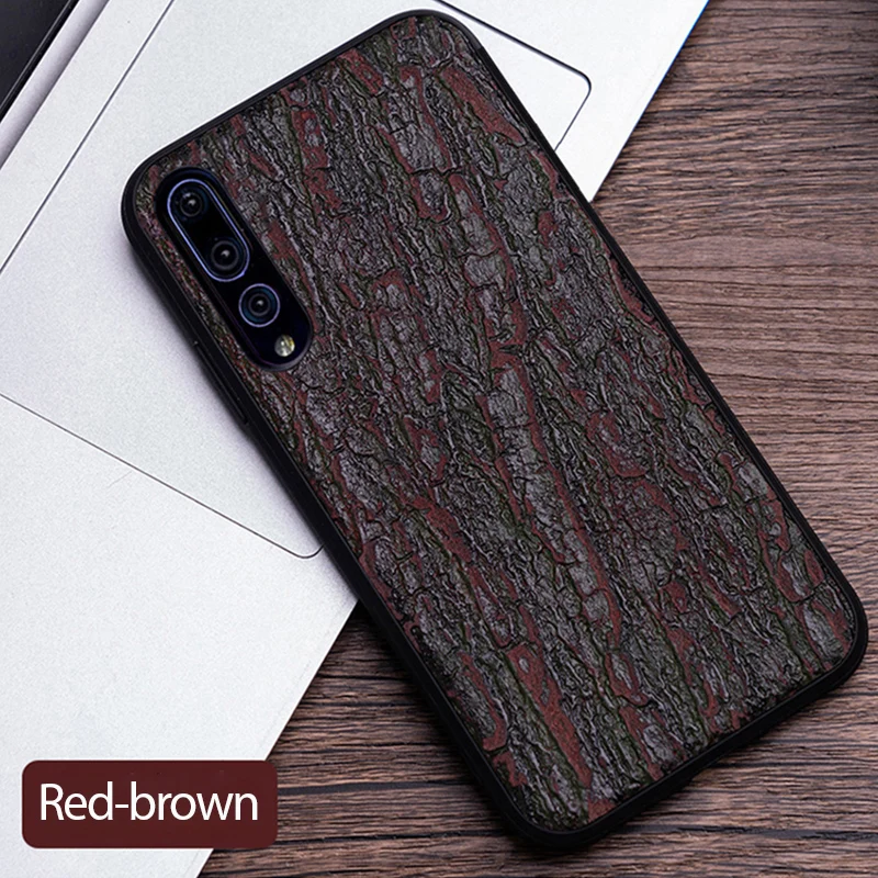 Red brown Чехол для телефона huawei P20 P30 lite mate 10 20 Pro lite Y9 P smart из воловьей кожи с текстурой коры для Honor 8 8X9X10 20 чехол - Цвет: Red brown