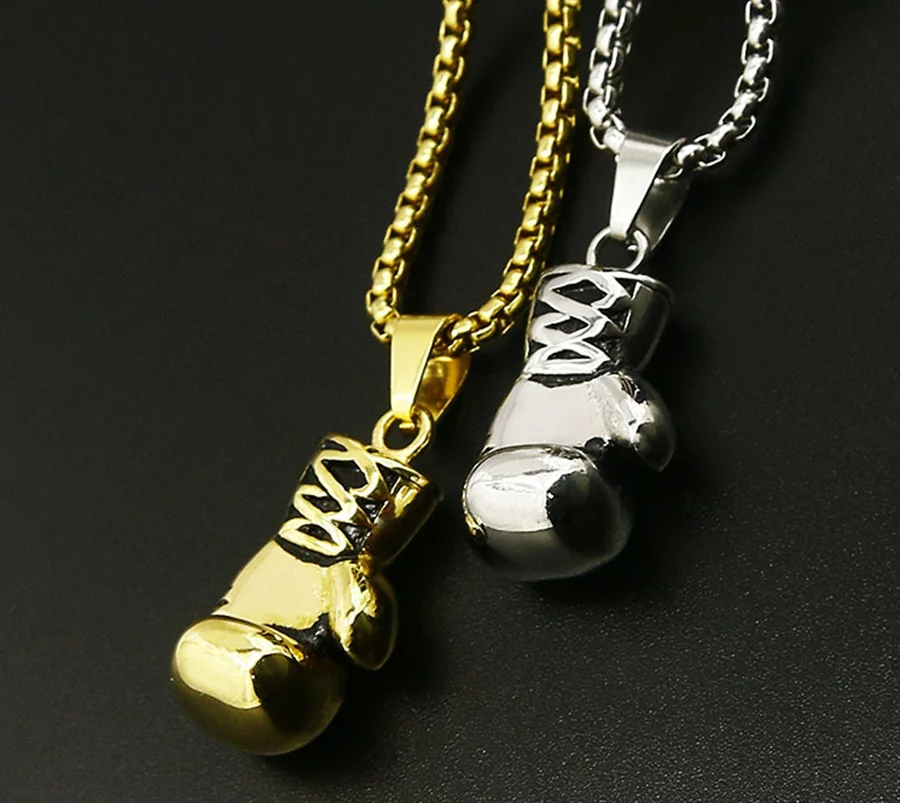 boxing glove huge knuckles mens necklaces pendants for men pendant boxing glove jewelry neck chain for men stainless steel chain