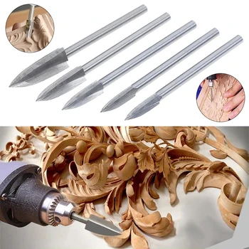 

5PCS 3/4/5/6/8/10mm White Steel Wood Carving Sharp Knife Electric Grinding Head Milling Grinder Cutter Woodworking Tools