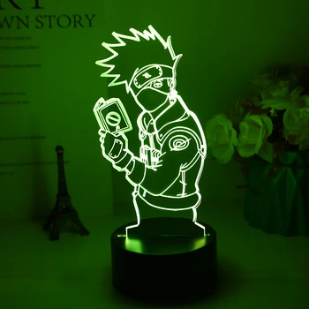 

3d Illusion Led Night Light Kakashi Hatake Holding Book Nightlight Gift for Kids Boys Children's Bedroom Decor Table Lamp Naruto