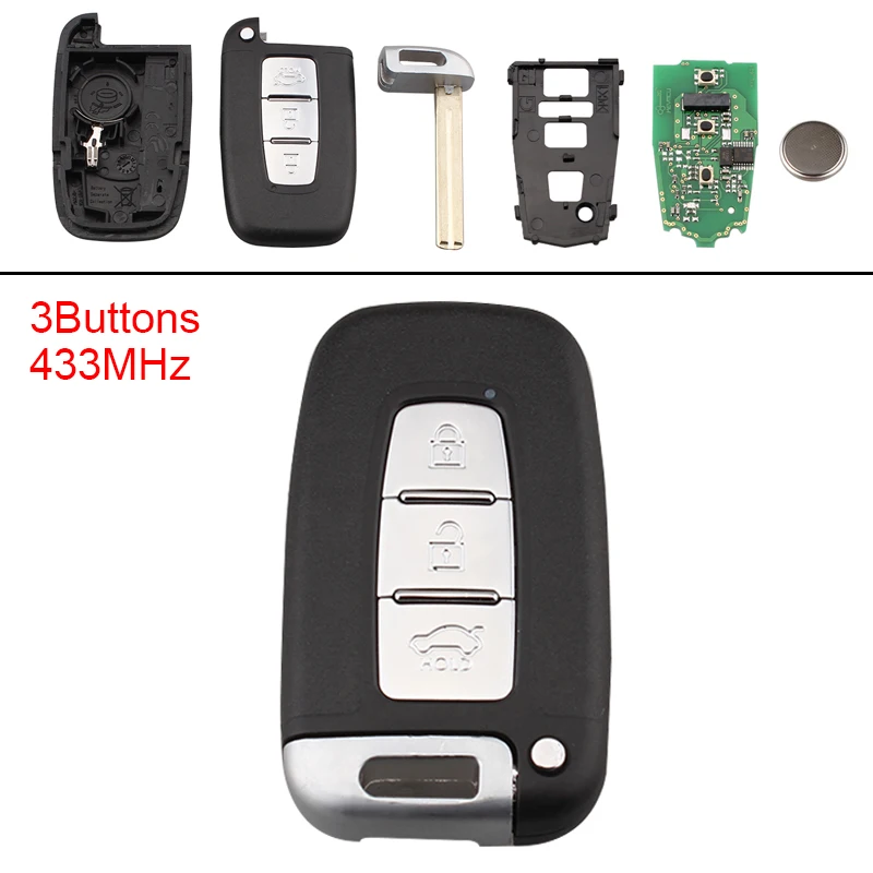 3 Buttons 434MHz Keyless Uncut Flip Remote Key Fob ID46/7952 Chip for HYUNDAI I30 I45 Ix35 Genesis Equus Veloster Tucson Sonata