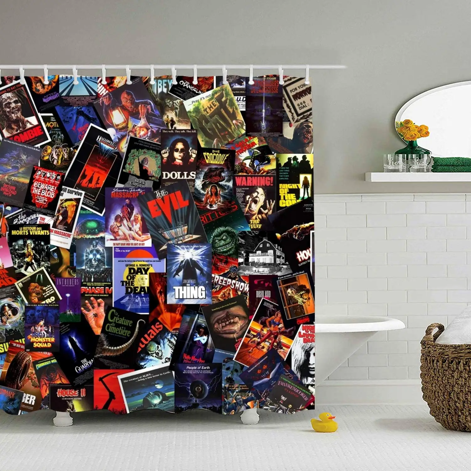 Horror Movie Shower Curtain Water Repellent for Bath DecorationsShower