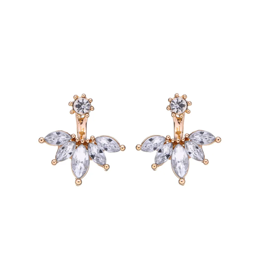 

Popular Small and Exquisite Zircon Leaves Temperament Models Before and After Split Earrings for Women Stud Earrings