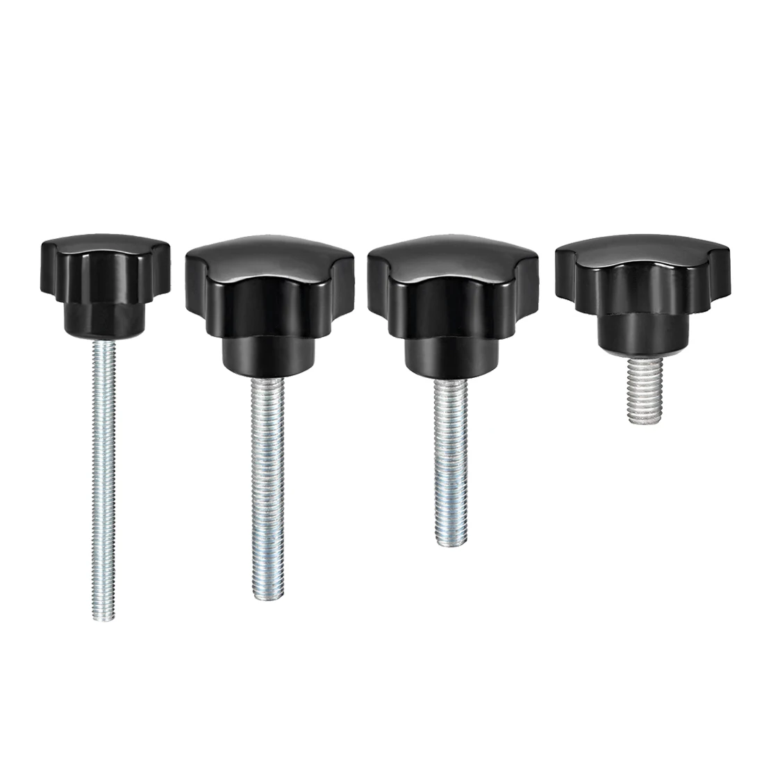 

uxcell 3 Pcs Star Knobs Grips M6/M8/M10 15/20/25/30/35/40/45/50/60/70/80mm Male Thread Steel Zinc Stud Black PP