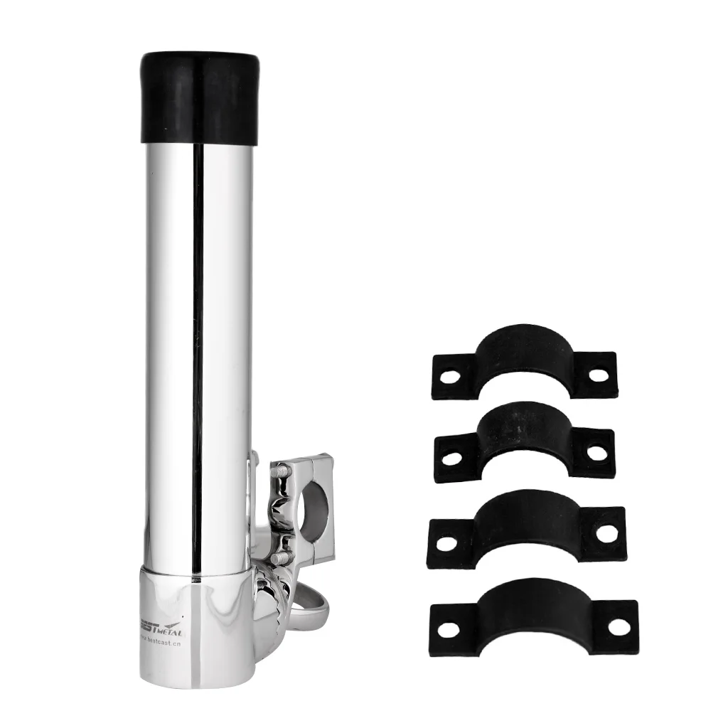 Adjustable Stainless Steel 316 Fishing Rod Holder Rail Mount Clamp On Boat Yacht for Rail 25mm to 32mm OD