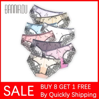

BANNIROU Panties For Woman Sexy Lace Panties Solid Embroidered Briefs Woman Underwear Feamle Panties Sexy New Buy 8 Get 1 Gifts