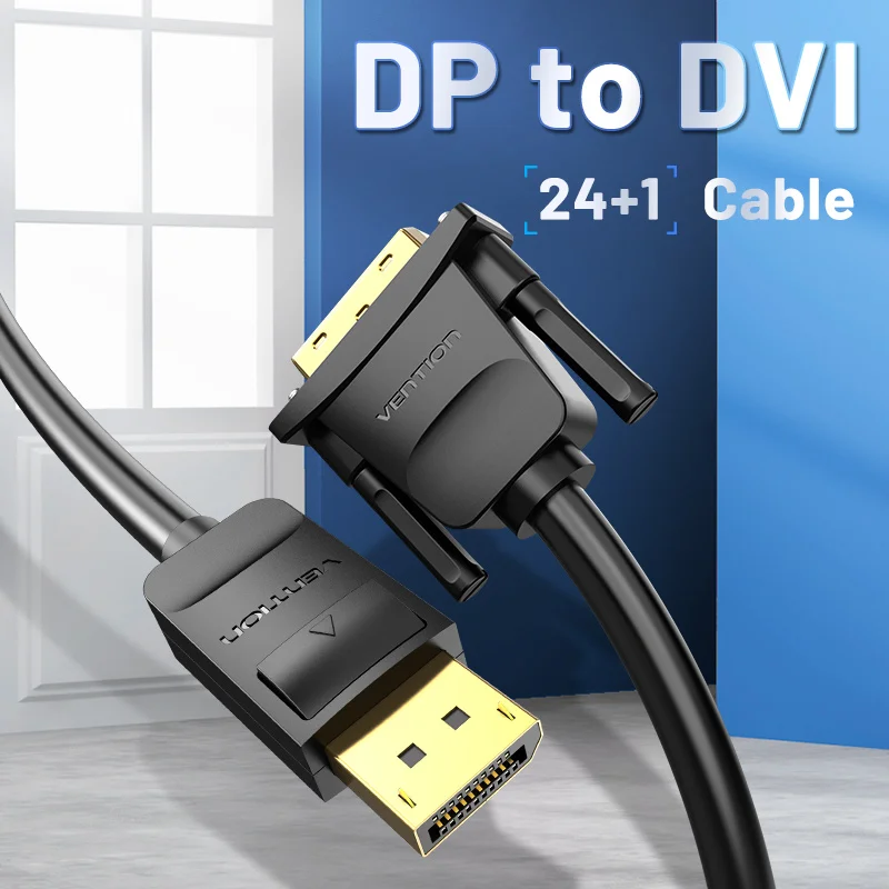 Vention Brand DP to DVI (24+1) Cable 1080P@60Hz PVC HD 3D Multiple Modes Shield Intelligent Chip Projector Computer TV |