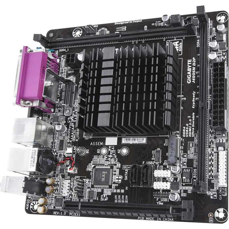 Материнская плата Gigabyte J4005N D2P 2xDDR4 mini-ITX AC`97 8ch(7.1) GbLAN+VGA+HDMI