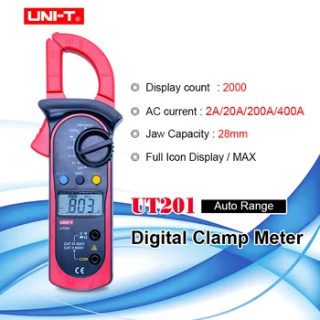 

UNI-T UT201 400A auto range digital clamp meter 2000 Counts LCD Clamp Multimeter 3/s sampling rate AC current clamp meter
