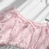Pastal Girl Style Sexy Lingerie Underwear Tranparent Floral Cute Chiffon Beautiful Tube Top Bra Panty Leg Ring 3pcs Set ► Photo 2/5