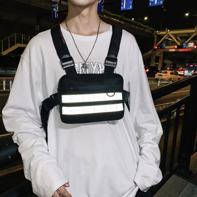 남자에 대 한 100 개/대 가슴 가방 반사 Streetwear 힙합 가슴 장비 가방 패션 Uni전술 직사각형 여행 가슴 가방