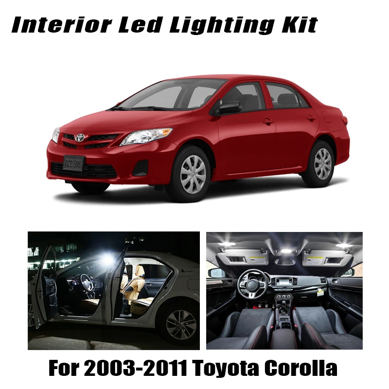 9 Bulbs White Led Interior Light Kit Fit For 03 06 07 08 09 10 11 Toyota Corolla Map Dome Cargo License Lamp Signal Lamp Aliexpress