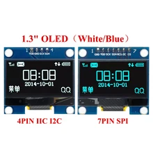 1 pces módulo oled de 1.3 polegadas branco/azul spi/iic i2c comunicar cor 128x64 1.3 polegadas oled lcd display led módulo 1.3