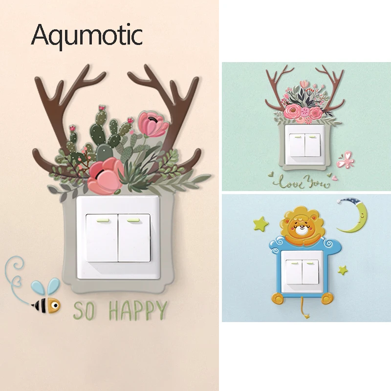 

Aqumotic Socket Decorative Light Switch Stickers Wall Decor 1pc Protective Cover 3d Stereo Home Creative Modern