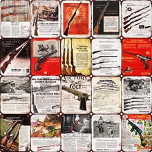 Пользовательские винтажные таблички Предупреждение ющий знак пистолет и винтовка Настенный декор из металла Размер: 20*30 см