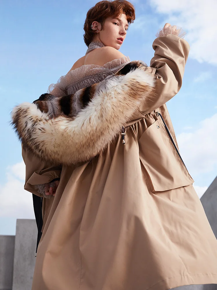 Versize parka зимняя куртка женская jexxi Высокое качество Женская длинная лисий мех с капюшоном Рекс Кролик внутренняя желчь пальто Верхняя одежда Пальто