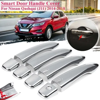 

8pcs Car Chromed Exterior Door Handle Trim For Nissan Qashqai (J11) 2014-2018 with keyless entry Cover Sticker Case Decoration