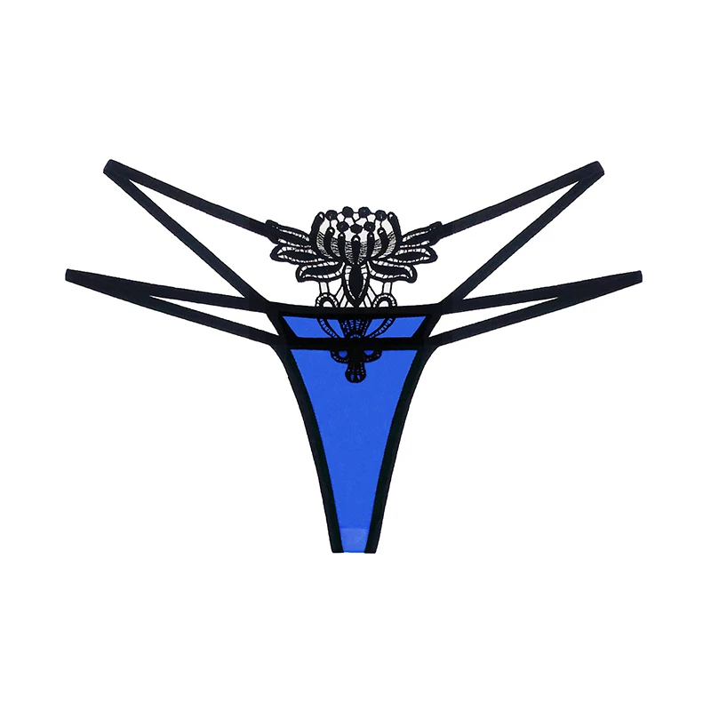 Сексуальные женские трусики-стринги, женское нижнее белье, ажурные трусики-стринги на тонких бретельках, сетчатые трусики bragas Calcinha XXS-XL 29 - Цвет: Blue 2210