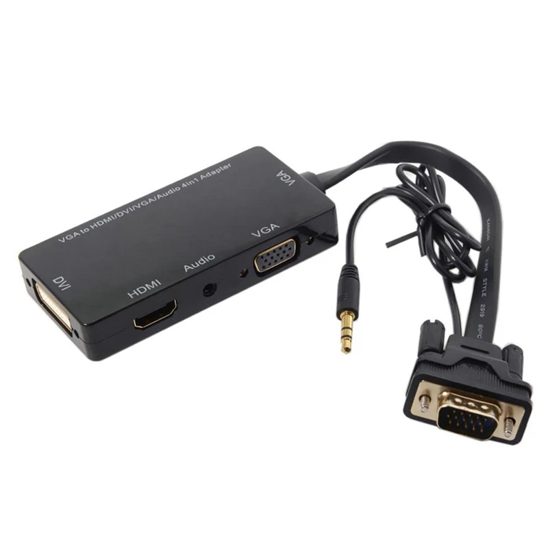 Vga к Vga Аудио Hdmi Dvi 4 в 1 Dongle Кабель-адаптер многопортовый сплиттер конвертер для Hdtv Pc монитор проектор черный