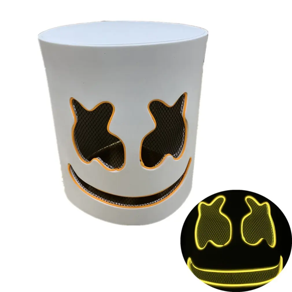 Новая светящаяся маска Marshmallow, DJ Music Ball, модный светодиодный головной убор на Хэллоуин, модная светящаяся маска, Вечерние Маски - Цвет: Yellow