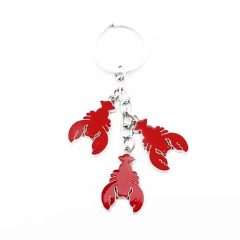 

FREE SHIPPING BY DHL 100pcs/lot 2019 Fashion Red Lobster Keychains Zinc Alloy Big Lobster Shaped Keyrings for Gifts