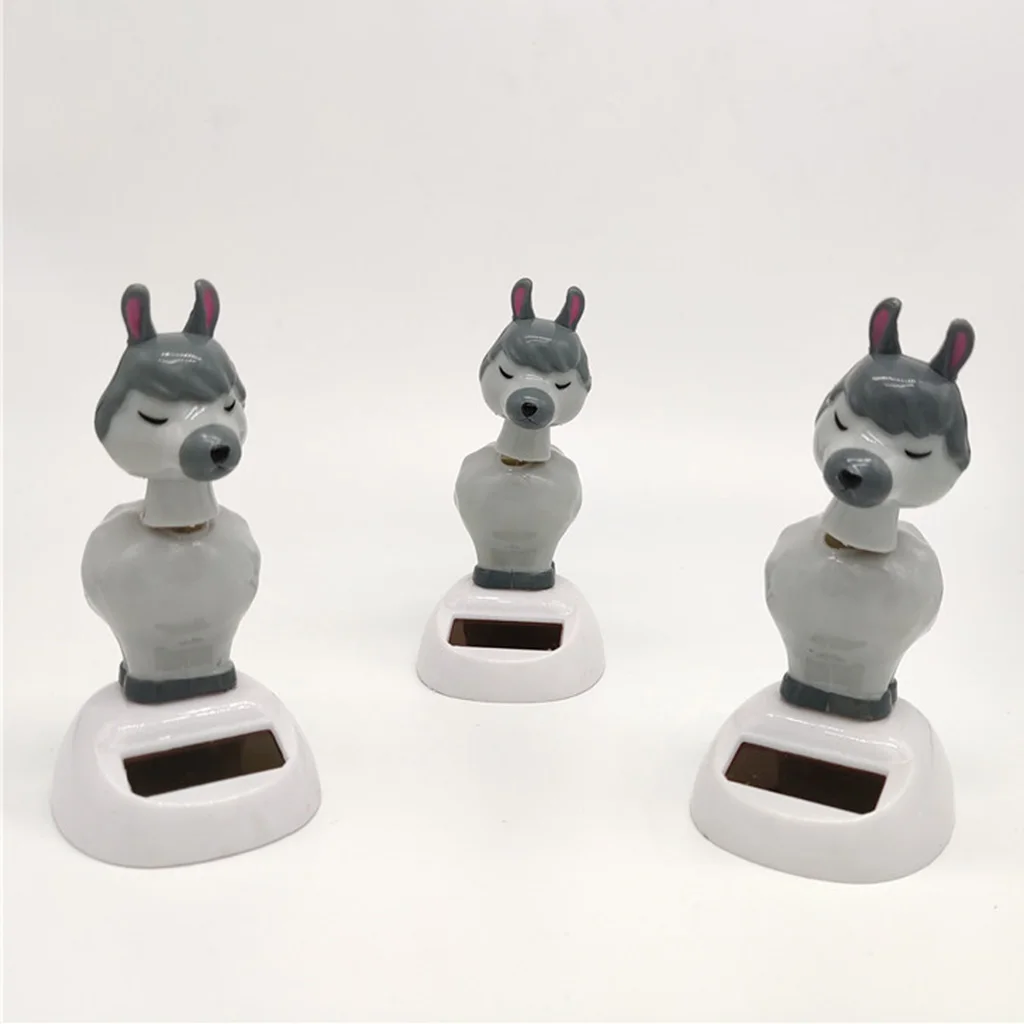 Novel Solar Powered Alpaca Model Dancing Swing Figure Doll Bobbleheads Toy Collectibles Desktop Decor
